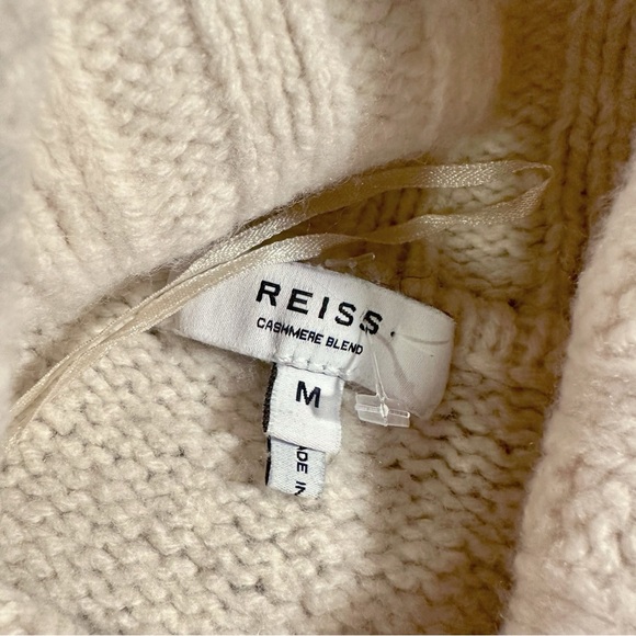 Reiss Cream Cashmere & Wool-Blend ‘Stevie’ Roll Neck Turtleneck Sweater Medium - Picture 2 of 13
